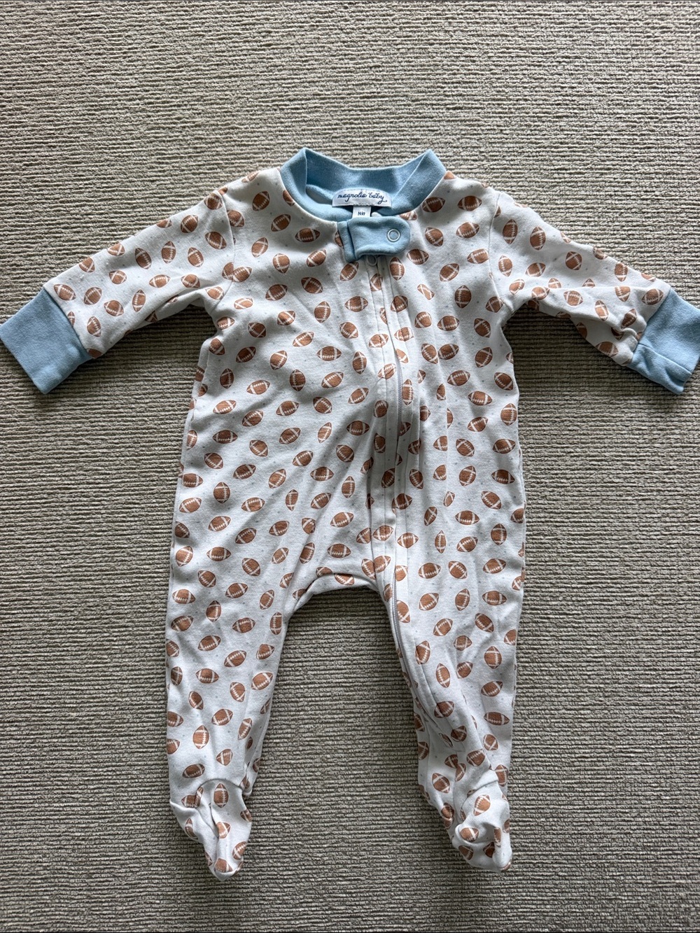 Magnolia Baby 100% Prima Cotton Football-Print Footed One-Piece